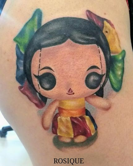 Muñeca Oaxaqueña tatuaje realizado por Melva Rosique