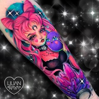 Dark Lady, Sailor moon a Color tatuaje realizado por Lilian Raya