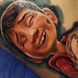 Miguelito Coco tatuaje realizado por Grafyck López