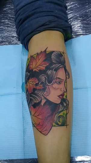 Tatuaje de Rostro con hojas realizado por Jocker Ink Tattoo tatuaje realizado por Jocker Ink Tattoo