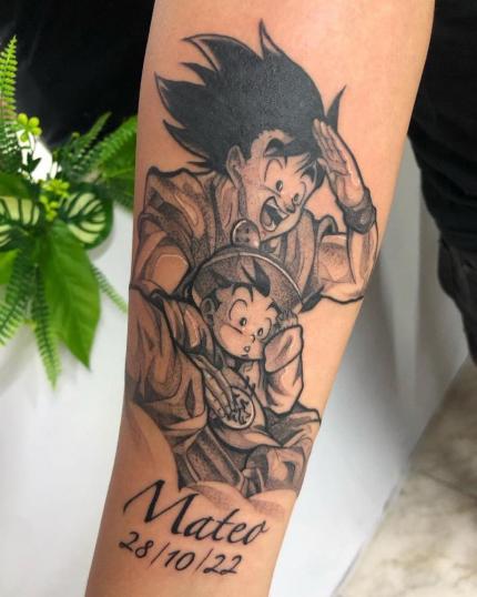 Goku Y Gohan tatuaje realizado por Alex Kitty Milk