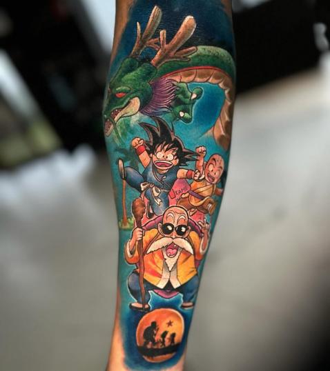 Tatuaje de Dragon Ball a color realizado por Jonathan Betancourt tatuaje realizado por Jonathan Betancourt