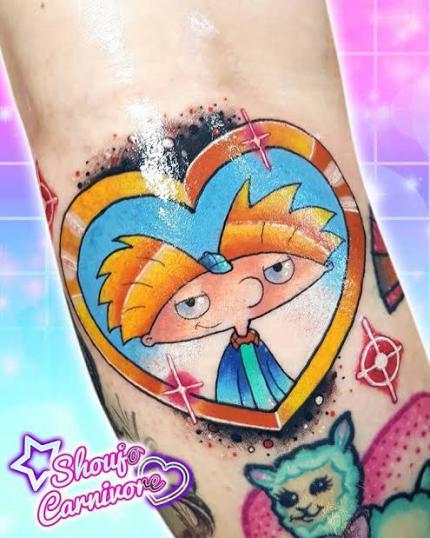 Tatuaje de Hey Arnold realizado por Shoujo Carnivore tatuaje realizado por Shoujo Carnivore