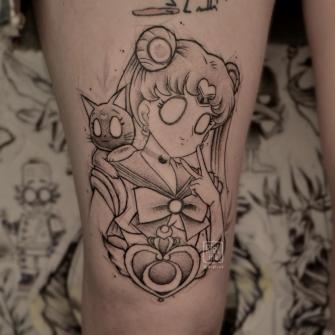 Tatuaje de Sailor Moon sketch realizado por Biel ink tatuaje realizado por Biel ink