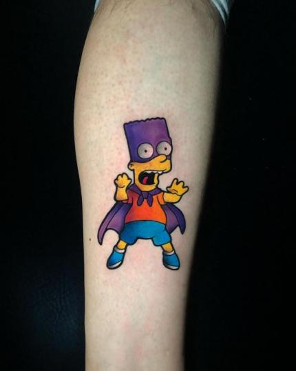 Tatuaje de Bartman en Los Simpson realizado por Nahum Lugo tatuaje realizado por Nahum Lugo