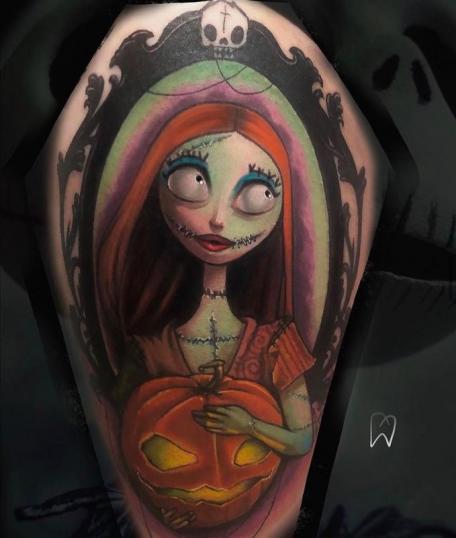 Tatuaje de Sally de El extraño mundo de Jack realizado por Brigitta Backside tatuaje realizado por Brigitta Backside