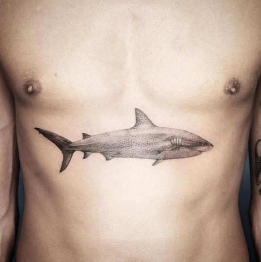 Tatuaje de realizado Tiburón de arrecife caribeño por Rodrigo Lamuniere tatuaje realizado por Rodrigo Lamuniere